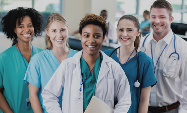 Group of medical professionals in scrubs